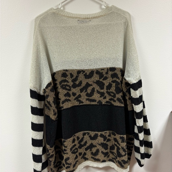 Pink Lily x Living my best style Leopard and Stripe Sweater - Picture 3 of 3